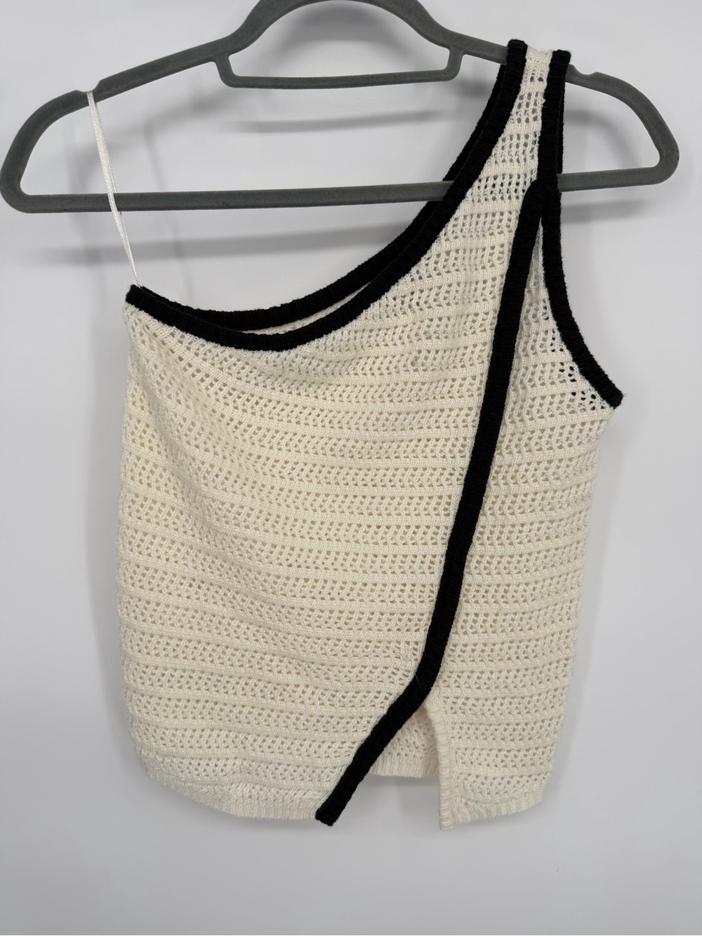 PacSun Your Favorite Cream Crochet Top with Black Trim Accents